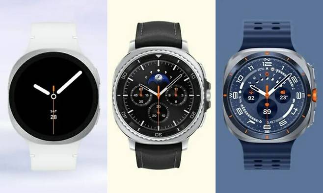 갤럭시 워치8(왼쪽부터), 워치8 클래식, 워치8 울트라.