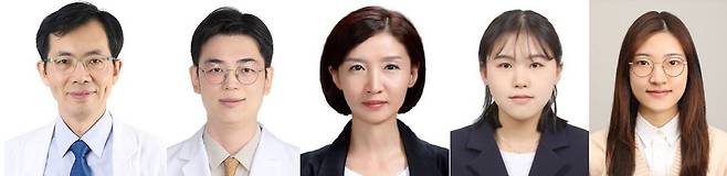 경희대병원 가정의학과 원장원·안과 김기영 교수, 경희대 의과대학 김미지 교수, 조현진 연구원, 박연정 학부생. 경희대병원 제공