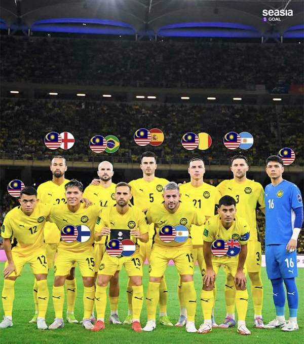 베트남전 선발 명단 중 9명이 귀화 선수인 말레이시아 대표팀. 출처=시시아골 SNS 캡쳐