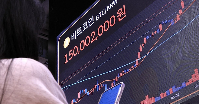 지난 10일 서울 강남구 빗썸 전광판에 비트코인 시세가 게시되고 있다. ⓒ연합뉴스