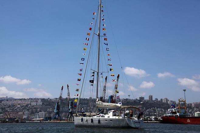 2010년 6월15일 이스라엘 북부 하이파 항구에 입항한 뉴질랜드 요트. 하이파/EPA 연합뉴스