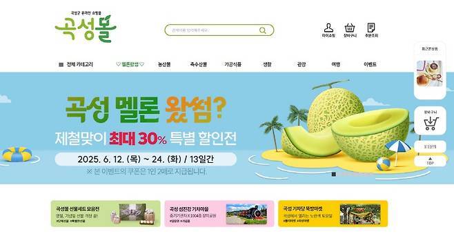 '곡성몰' 홈페이지 화면./사진제공=곡성군