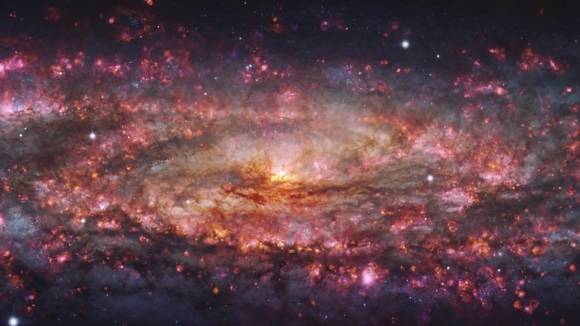 유럽남방천문대(ESO)의 VLT로 촬영한 조각가자리 은하의 확대 이미지.  ESO/E. Congiu et al