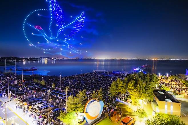 삽교호 드론 라이트쇼. 당진시 제공