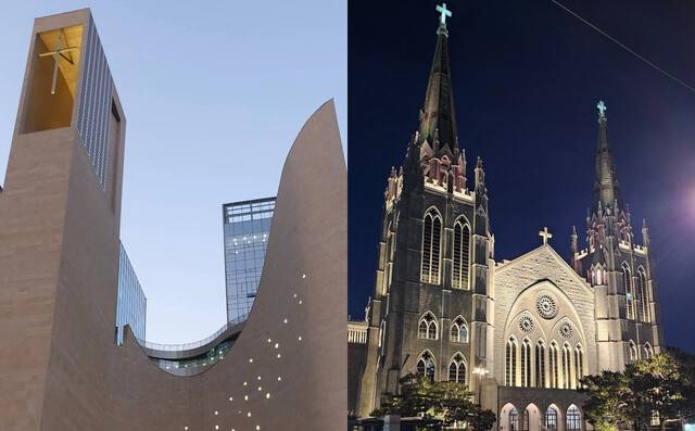 서울 종로구 새문안교회(왼쪽)와 강남구 충현교회 본당 전경. 국민일보DB