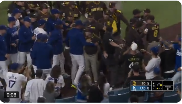 다저스와 샌디에이고의 경기에서 벤치클리어링이 일어났다./MLB SNS 캡처