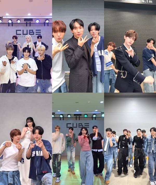▲ 나우즈가 첫 미니앨범 '이그니션' 발매를 앞두고 공개한 선공개 싱글 '자유롭게 날아' 댄스 챌린지를 여러 아티스트들과 진행하고 있다. 제공|큐브엔터테인먼트