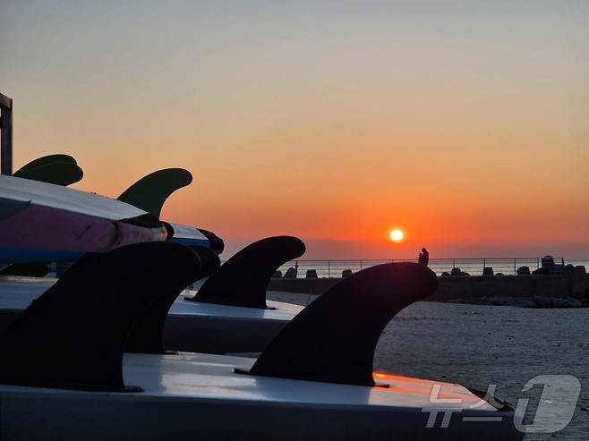 서핑성지 강원 양양군 현남면 인구해변에 떠오르는 일출.(뉴스1 DB)ⓒ News1 윤왕근 기자