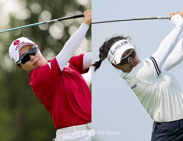 2025년 미국여자프로골프(LPGA) 투어 메이저 골프대회 KPMG 위민스 PGA챔피언십에 출전한 한국의 간판스타 김효주, 고진영 프로가 경기하는 모습이다. 사진제공=ⓒAFPBBNews = News1