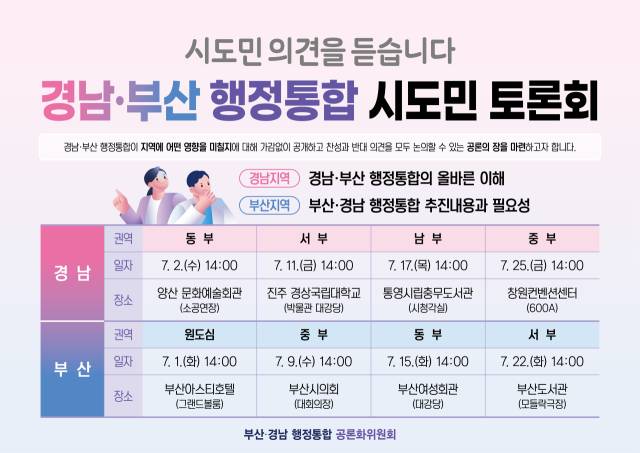 경남-부산 행정통합 시도민토론회 홍보포스터./경남도/