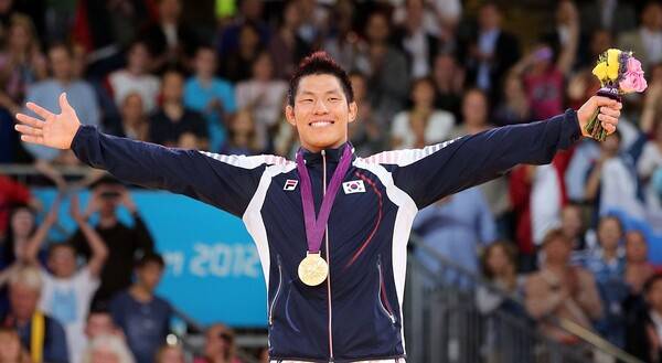 2012 런던 올림픽 금메달을 따낸 후 김재범의 모습. ⓒ연합뉴스