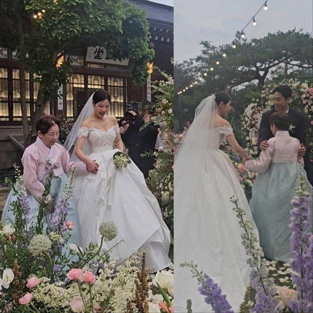 박하나가 조모의 손을 잡고 신부 입장을 하며 감동을 안겼다. 유수경 기자