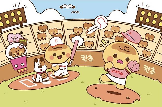 [서울=뉴시스] 칸쵸 공식 캐릭터 카니와 쵸키 일러스트. (사진=롯데웰푸드) photo@newsis.com  *재판매 및 DB 금지