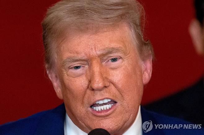 21일(현지시간) 기자 회견하는 트럼프 [워싱턴 AFP=연합뉴스. 재판매 및 DB 금지]