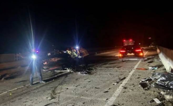 ▲ 용인시 처인구 이동읍 45번 국도 역주행 사고 현장 [연합뉴스]