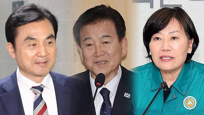 ▲ (왼쪽부터) 안규백 국방부 장관 후보자, 정동영 통일부 장관 후보자, 송미령 농림축산식품부 장관 [연합뉴스]