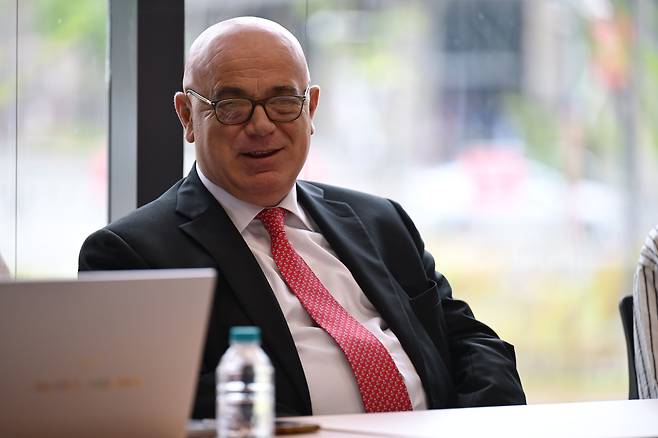 Fortunato Ortombina, artistic director of the Teatro alla Scala in Milan, speaks during an interview with Korean media on Saturday at the Busan Concert Hall in Busan. (Classic Busan)