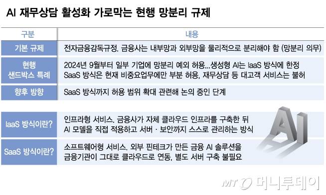 AI 재무상담 활성화 가로막는 현행 망분리 규제/그래픽=김다나