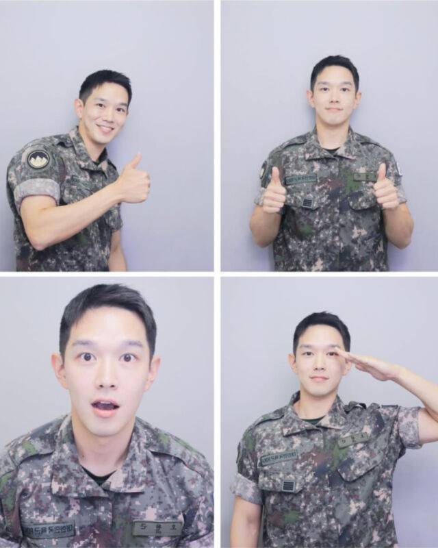 가수 케빈오가 군복을 입은 채 사진을 찍고있다. / 케빈오 개인 인스타그램
