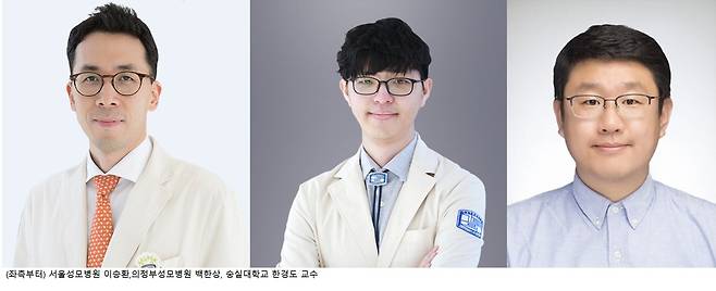 2형 당뇨병 환자가 정신질환을 동반하면 자살 위험이 최대 3.24배까지 증가한다는 연구 결과가 나왔다. 해당 연구를 진행한 이승환(왼쪽부터) 가톨릭대 서울성모병원 내분비내과 교수, 백한상 가톨릭대 의정부성모병원 내분비내과 교수, 한경도 숭실대 정보통계보험수리학과 교수 [가톨릭대 서울성모병원 제공]