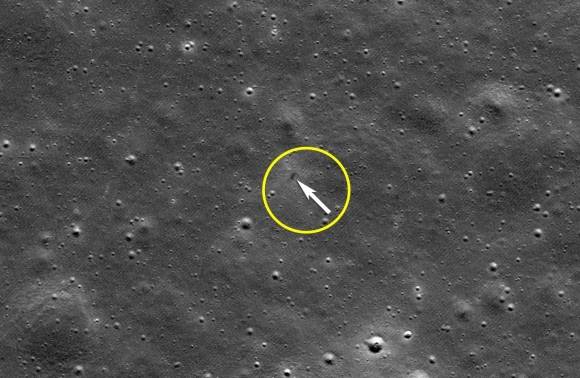 화살표 부근이  아이스페이스의 ‘리질리언스’(Resilience) 추락 현장이다.  NASA/Goddard/Arizona State University