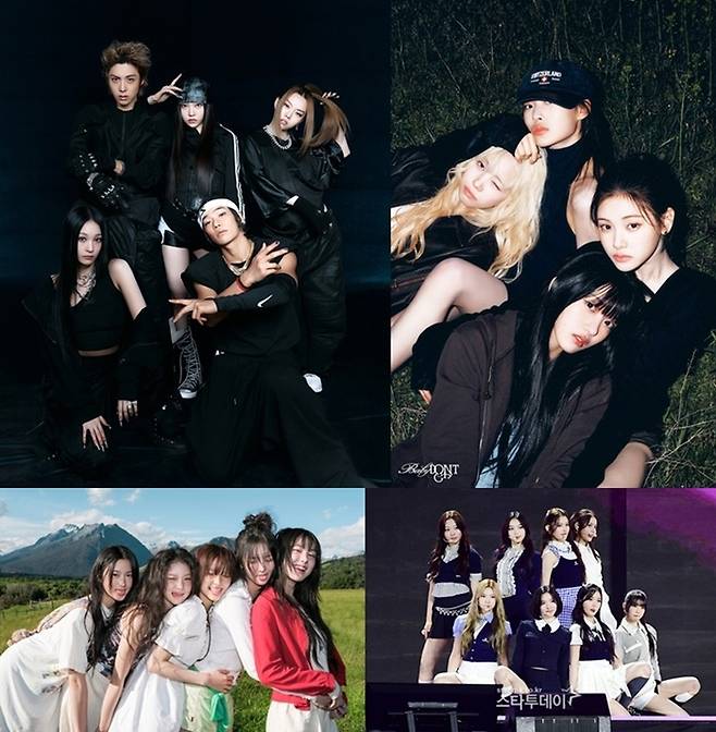 올데이 프로젝트, 베이비 돈 크라이, 하츠투하츠, 키키.(왼쪽 상단부터 시계방향). 사진ㅣ각 소속사, 스타투데이DB