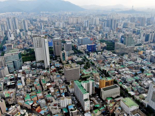 대구시청 항공 사진.
