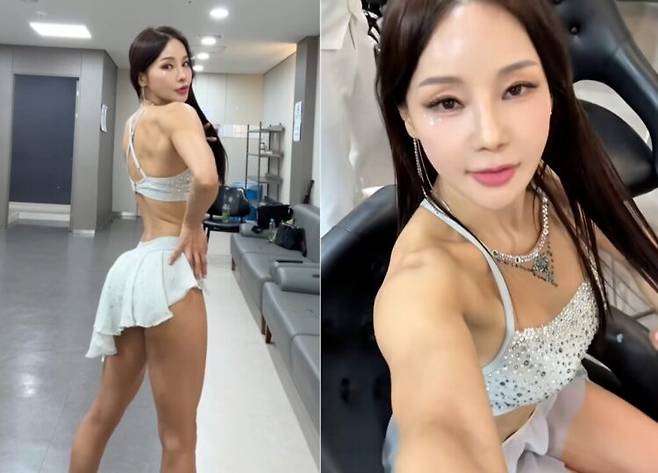 미나는 평소 폴댄스와 스플릿 스쿼트 등으로 몸매를 가꾸는 것으로 알려졌다. [사진=SNS]