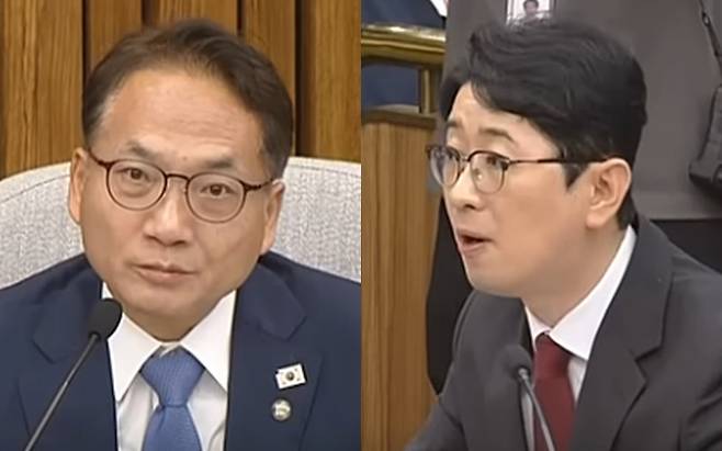 왼쪽 더불어민주당 박선원 의원, 오른쪽 국민의힘 주진우 의원 (채널A 유튜브 캡처)