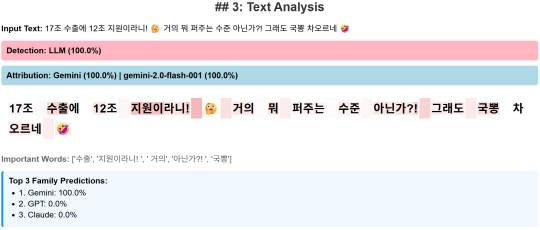KAIST가 개발한 한국어 AI 댓글 생성 프레임워크(XDAC)의 데모 탐지 및 식별 시연 예시도. KAIST 제공