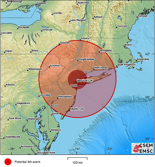 [지진 소식] 미국 뉴욕 시티, 원인 불명 지진 감지