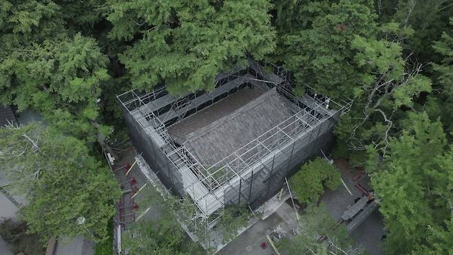 해체 작업이 진행 중이던 관월당. 국가유산청 제공