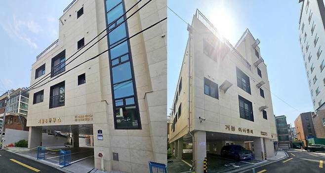 관악구가 오는 30일 서울 관악구 세대 통합형 임대주택 입주자 총 58세대를 모집한다. (왼쪽부터) 매입임대주택 ‘거봉S하우스’와 ‘거봉 아이앤씨’의 전경. 관악구 제공