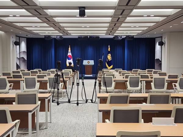 ▲ 용산 대통령실 브리핑룸. 사진=장슬기 기자