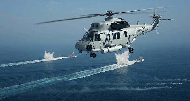 레이저기뢰탐색장비를 장착한 소해헬기. [KAI 제공]