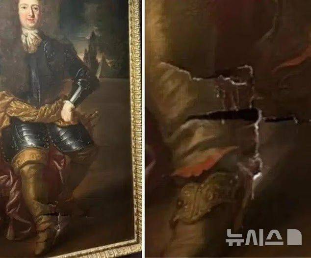 [서울=뉴시스]이탈리아 피렌체 우피치 미술관에서 한 관광객이 셀카를 찍다 18세기 초상화를 훼손해 논란이 일고 있다. (사진=데일리메일) 2025.6.23