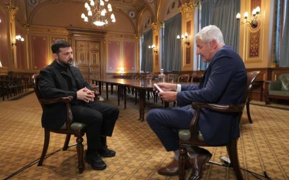 영국 스카이뉴스와 인터뷰 중인 젤렌스키 대통령. 사진=스카이뉴스