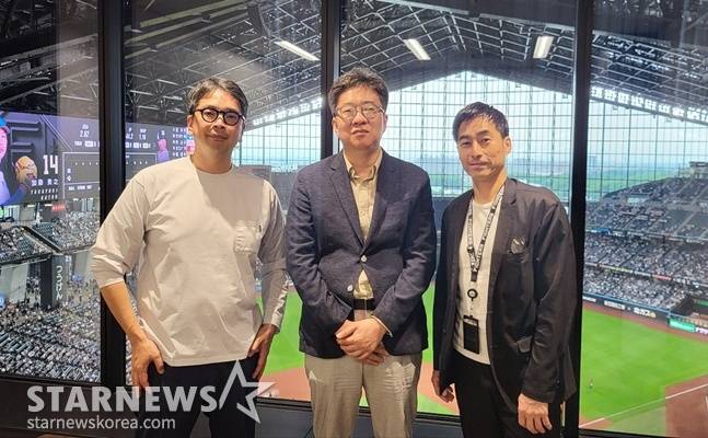 왼쪽부터 이토 나오냐 파이터즈 스포츠&엔터테인먼트(FSE) 부본부장, 류선규 전 단장, 미타니 히토시 FSE 사업총괄 본부장. /사진=필자 제공