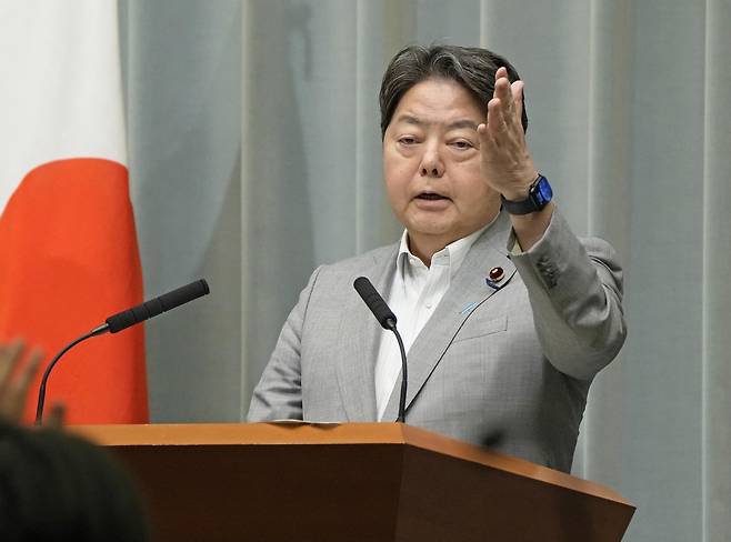 하야시 요시마사 일본 관방장관 [교도 연합뉴스 자료사진. 재판매 및 DB 금지]