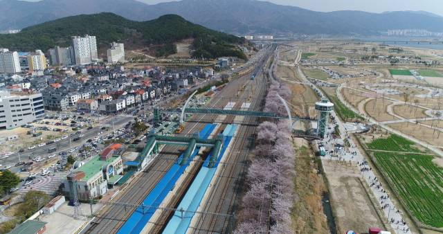 양산시의회가 명칭 변경을 건의하고 나선 경부선 물금역. 양산시 제공
