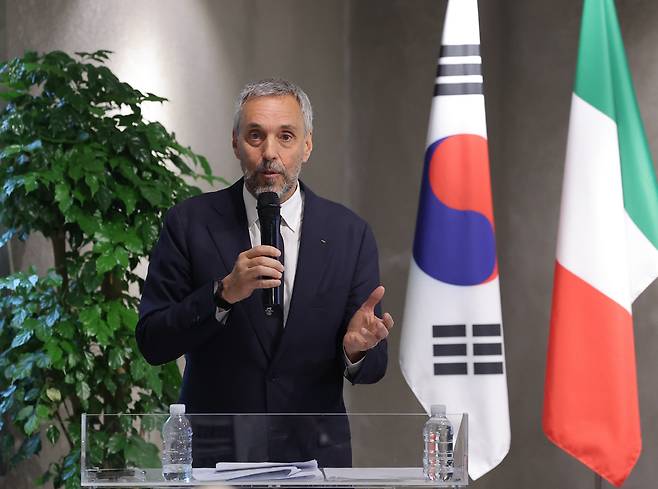 인사말하는 안드레아 바르니에르 동계올림픽 조직위 CEO<저작권자(c) 연합뉴스, 무단 전재-재배포, AI 학습 및 활용 금지>