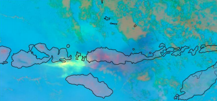 시간이 지나며 이산화황 농도가 옅어지는 모습. 텔레픽스 제공