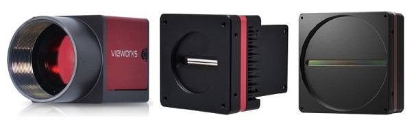 로보틱스용 초소형 산업용 카메라 ‘VZ 시리즈’(왼쪽부터), 저조도 촬영 최적화 TDI 카메라 ‘VT 센스’, 듀얼이미징 구현 TDI 카메라 ‘VTD-16K5X2’. [뷰웍스 제공]