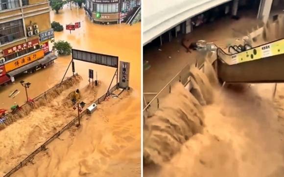 24일(현지시간) 쏟아진 폭우로 30년 만에 최악의 홍수가 발생한 중국 남서부 구이저우성. 2025.6.25 엑스