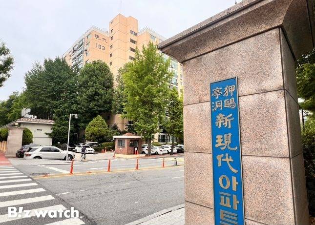 서울 강남구 압구정동 신현대아파트 정문(압구정2구역)/사진=김미리내 기자