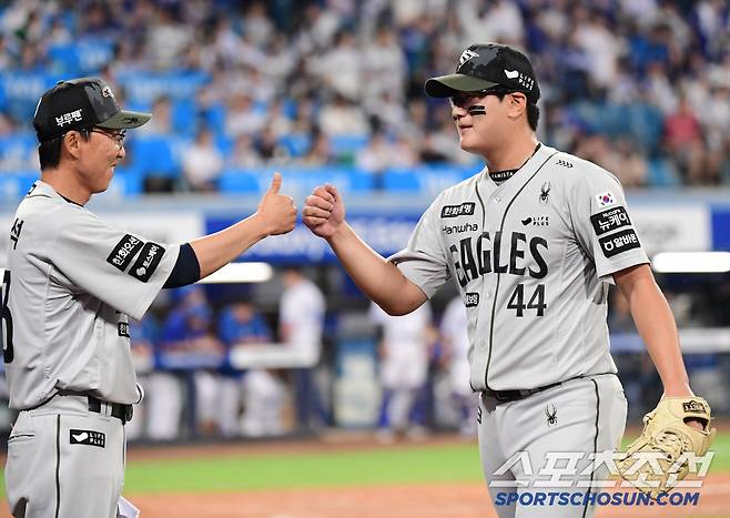 26일 대구 삼성라이온즈파크에서 열린 삼성과 한화의 경기. 8회 2사 마운드 올라 무실점으로 마친 한화 마무리 김서현. 대구=송정헌 기자songs@sportschosun.com/2025.06.26/