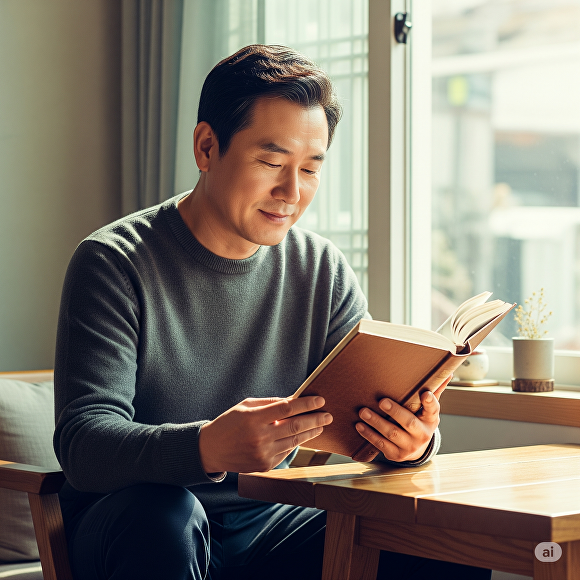 중년 남성이 책을 읽고 있다. [사진=AI]