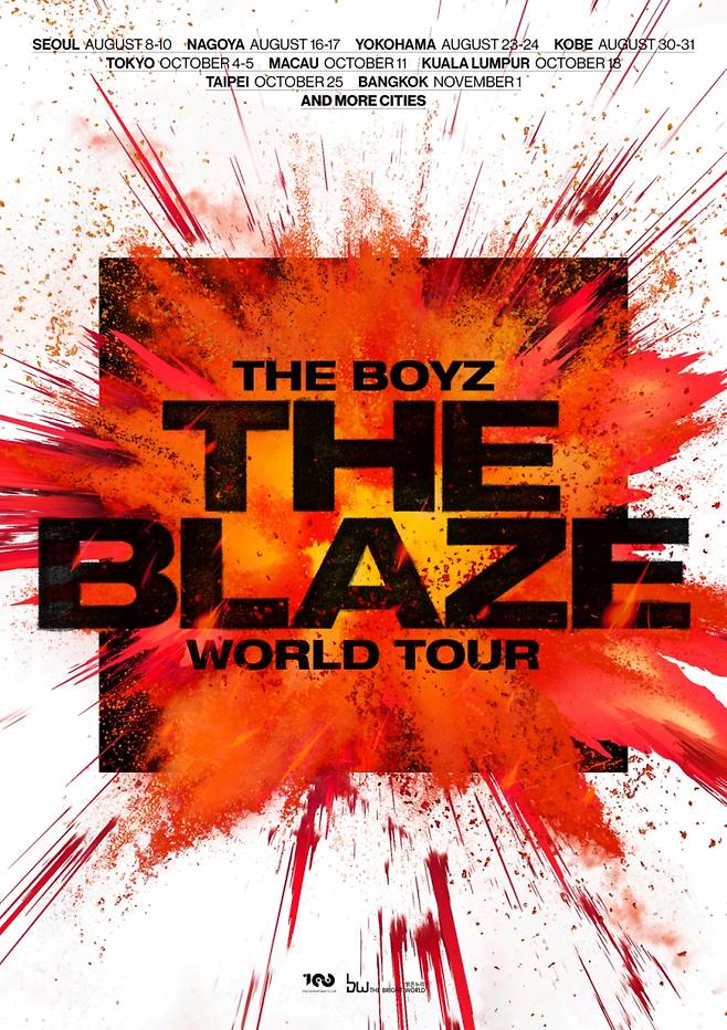 Poster for The Boyz' upcoming world tour ″The Blaze″ [ONE HUNDRED LABEL]