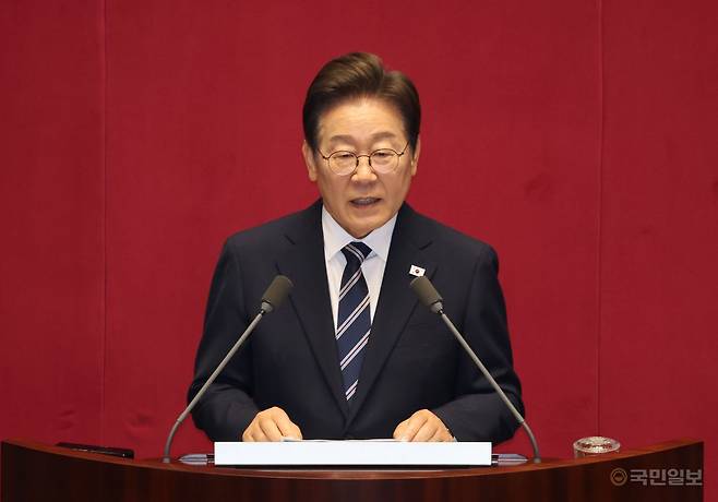 이재명 대통령이 26일 국회에서 추가경정예산 시정연설을 하고 있다. 이병주 기자