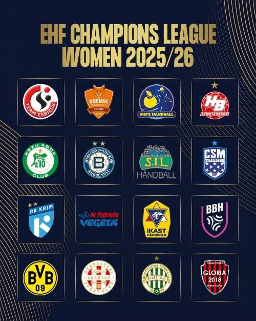 사진 2025/26 시즌 EHF 여자 챔피언스리그 여자부 참가팀, 사진 출처=유럽핸드볼연맹